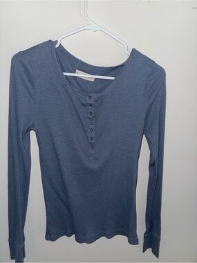 Lucky Brand Slate Blue Long-Sleeve Henley Top